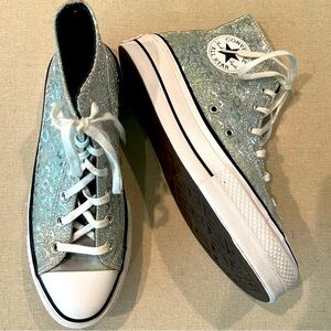 Converse Chuck Taylor All Star Glitter Platform CTAS HI Size 9 Great Condition